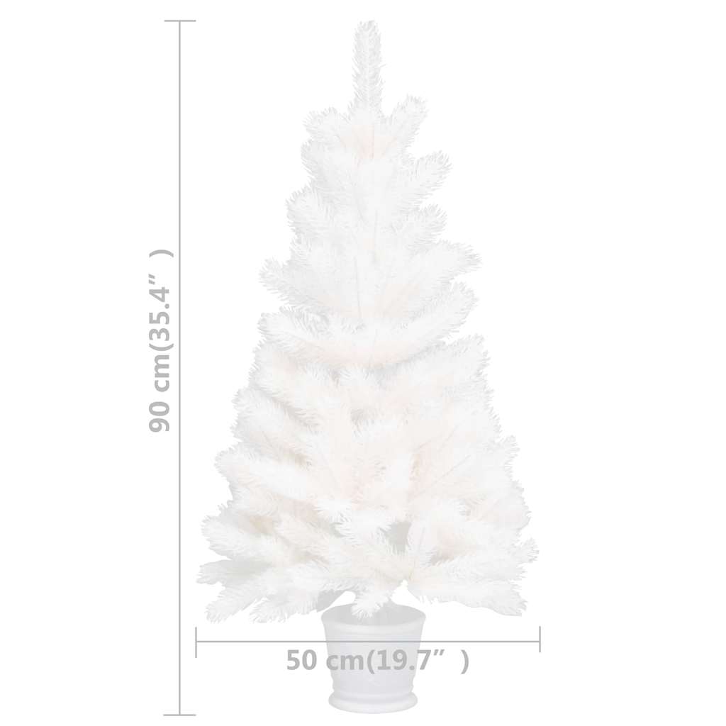 Albero di Natale Preilluminato con Palline Bianco 90 cm
