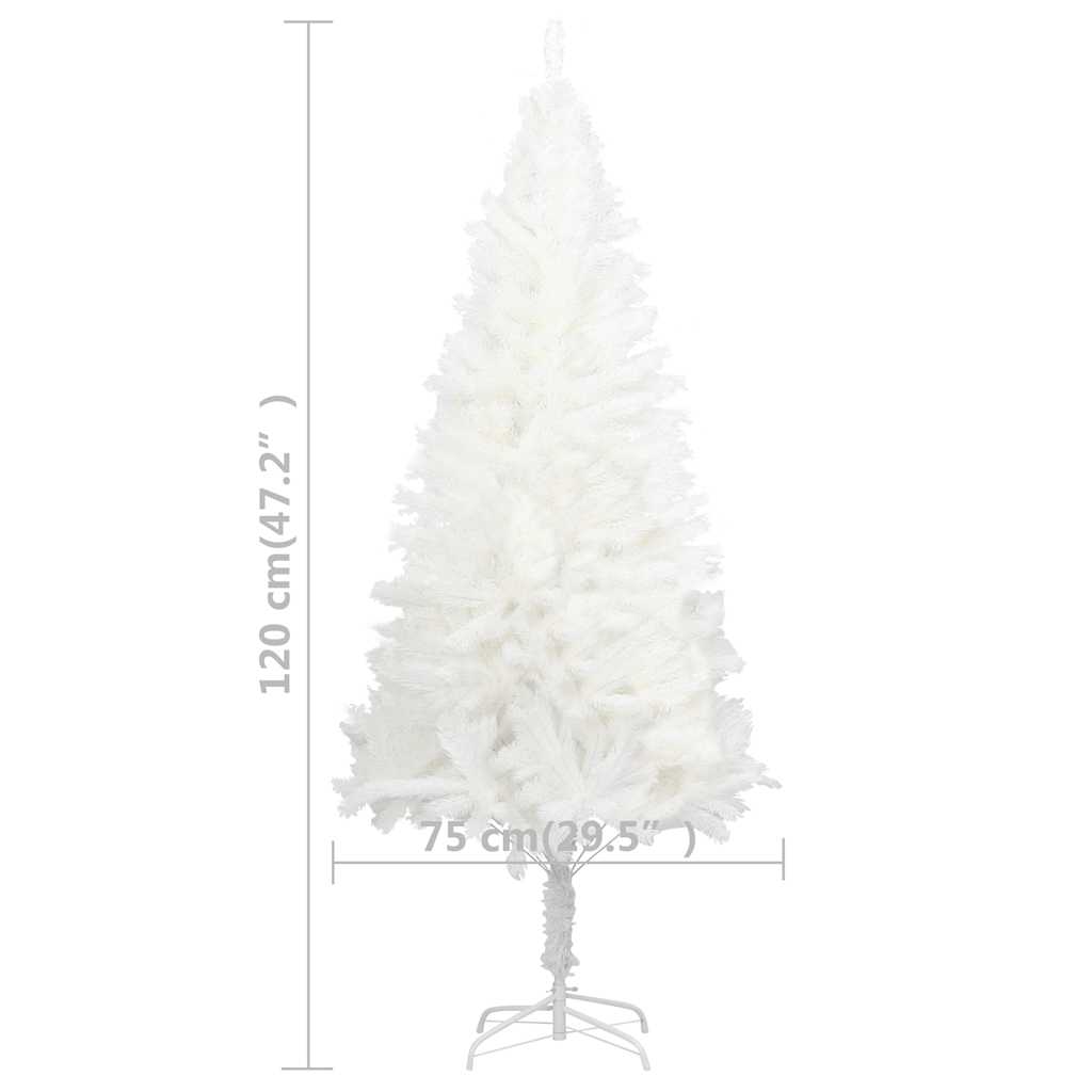 Albero di Natale Preilluminato con Palline Bianco 120 cm