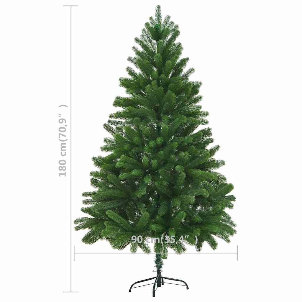 Albero di Natale Preilluminato con Palline Verde 180 cm