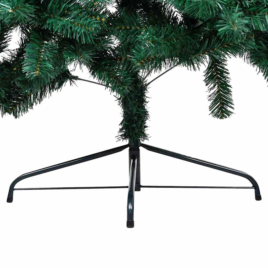 Albero di Natale a Metà Preilluminato con Palline Verde 180 cm