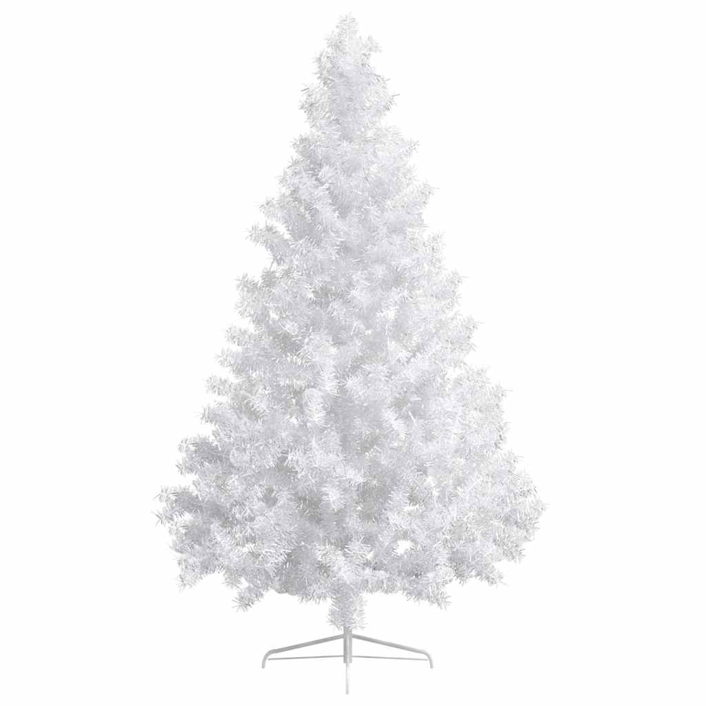 Albero di Natale a Metà Preilluminato con Palline Bianco 210 cm
