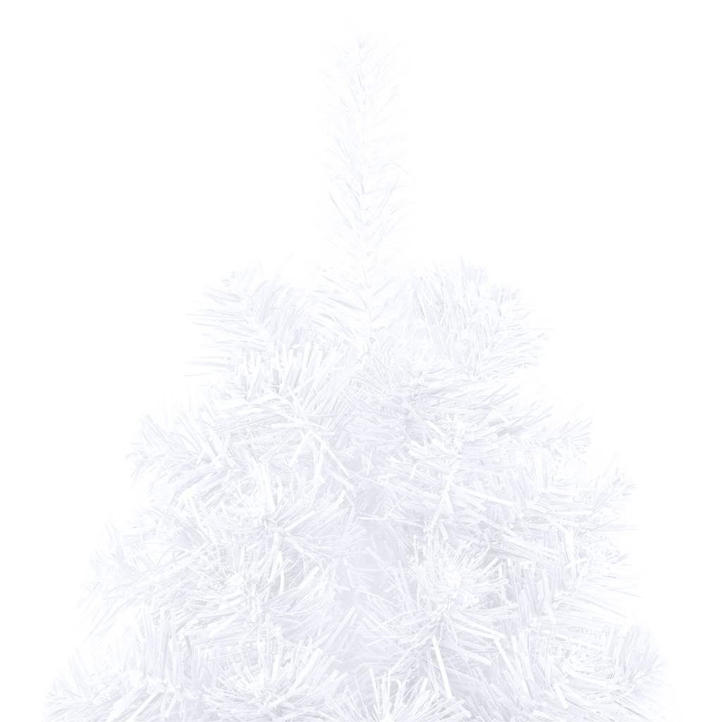Albero di Natale a Metà Preilluminato con Palline Bianco 240 cm