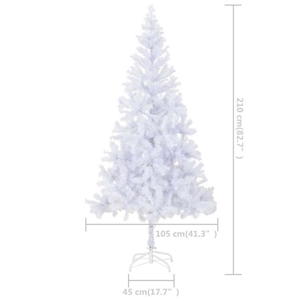Albero di Natale Preilluminato Palline Bianco 210 cm 910 Rami
