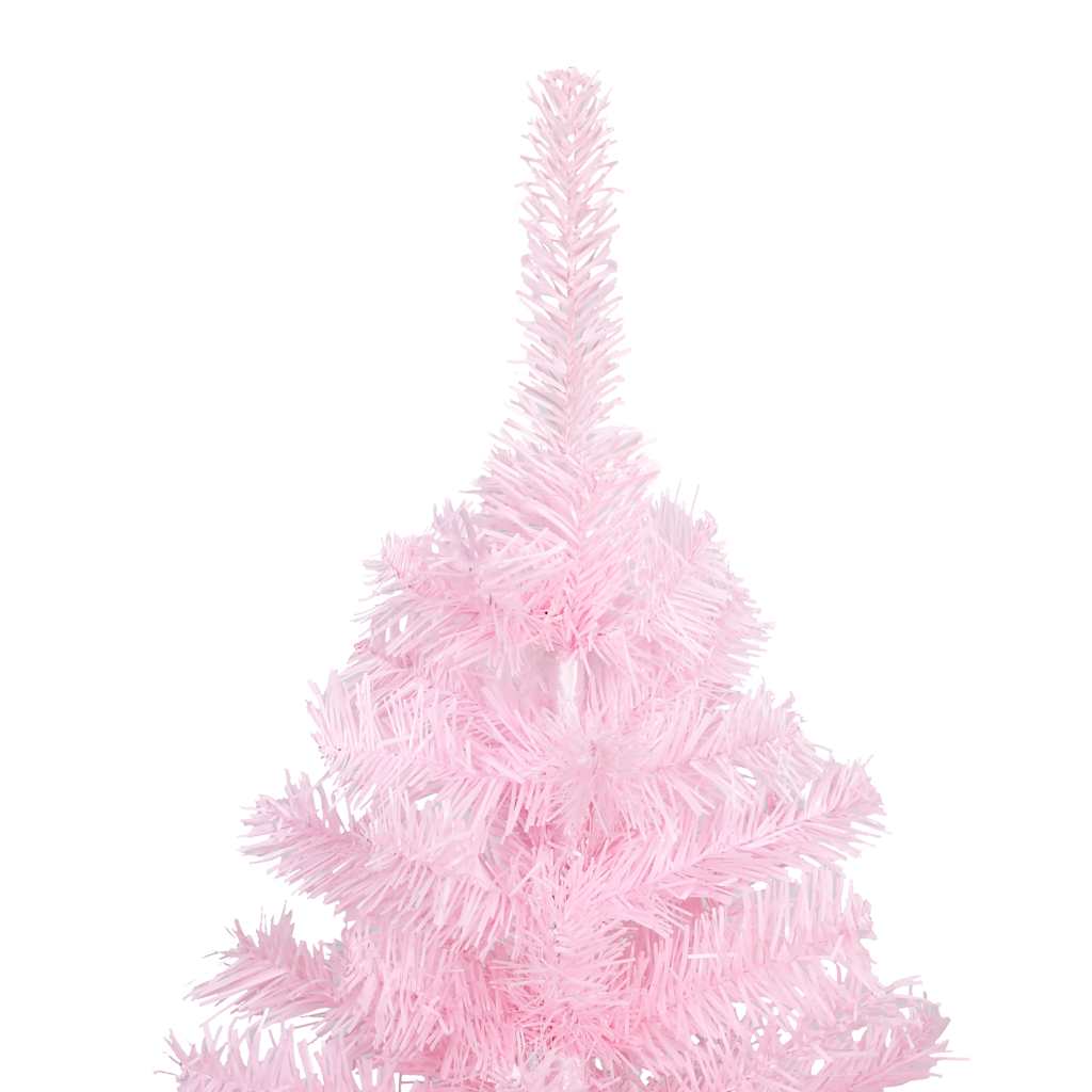 Albero di Natale Preilluminato con Palline Rosa 150 cm PVC