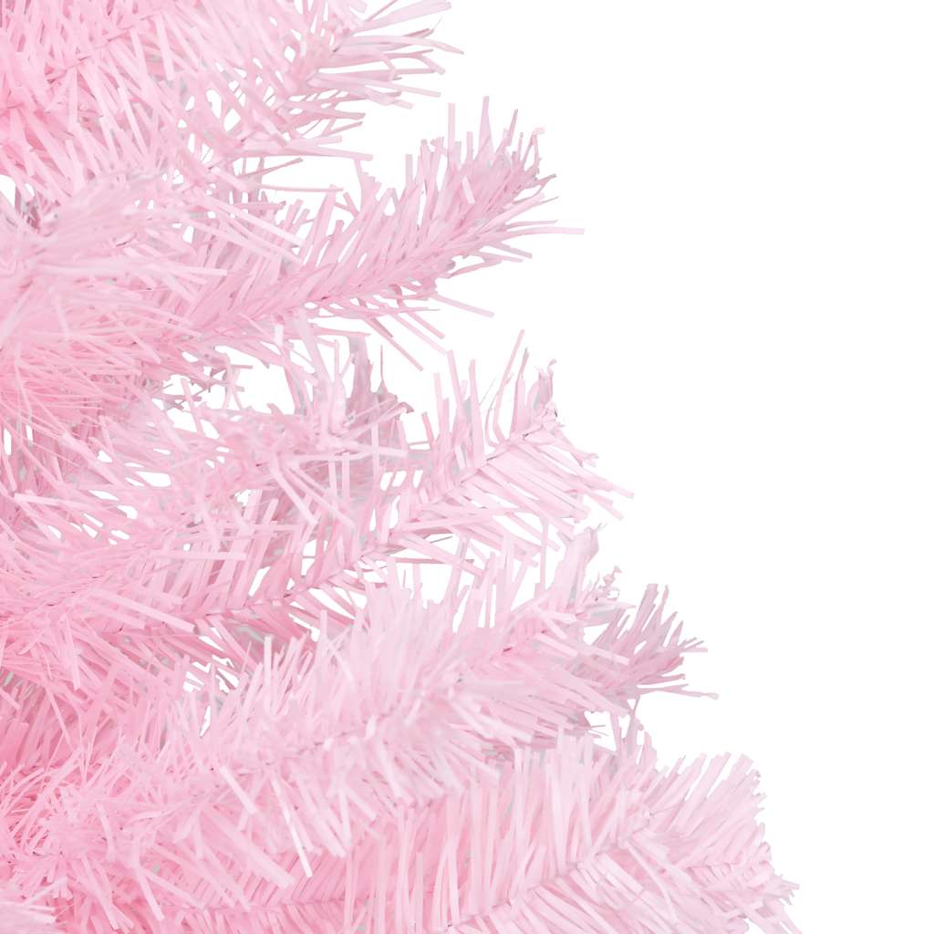 Albero di Natale Preilluminato con Palline Rosa 150 cm PVC