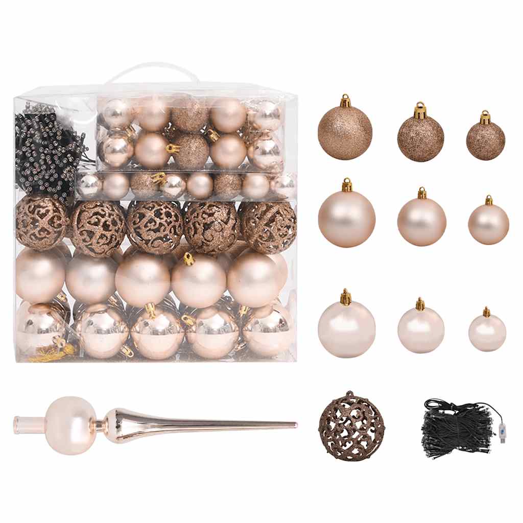 Albero di Natale Preilluminato con Palline Rosa 210 cm PVC