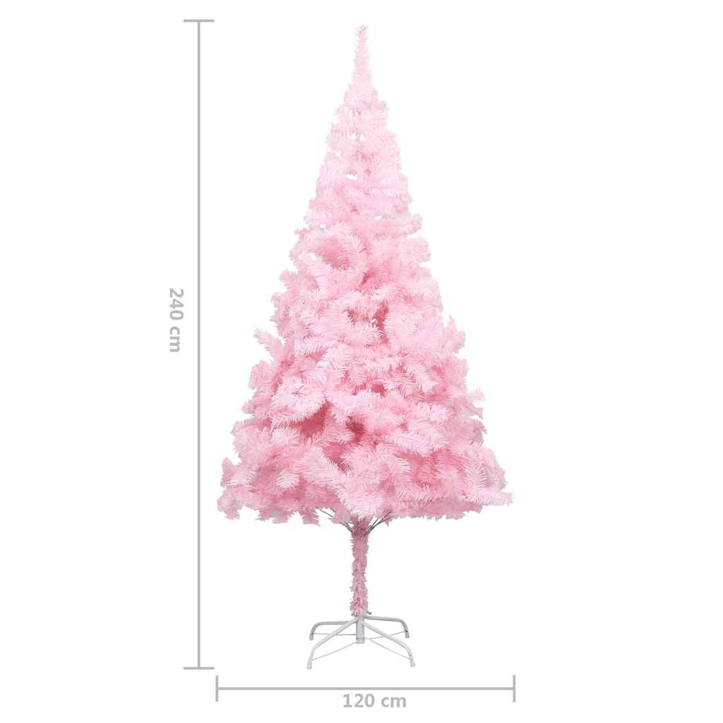 Albero di Natale Preilluminato con Palline Rosa 240 cm PVC