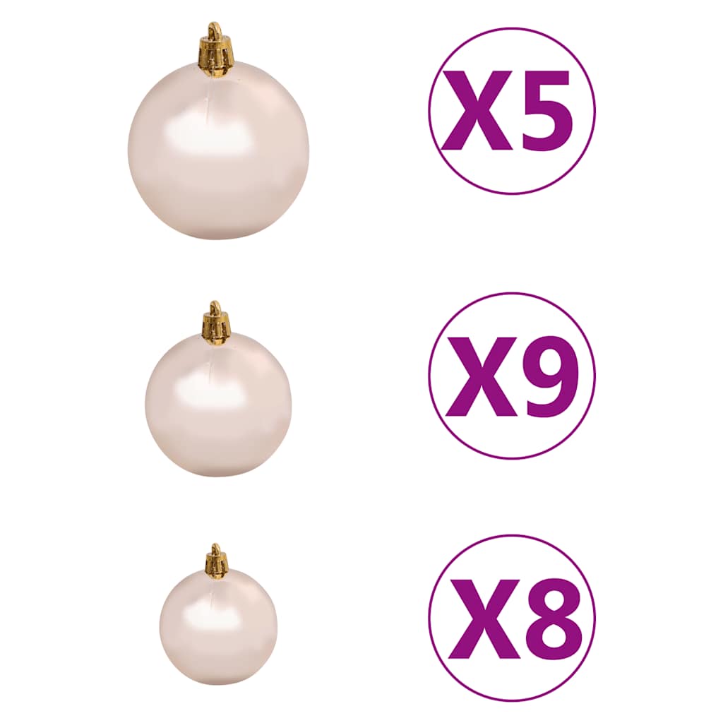 Albero di Natale Preilluminato con Palline Nero 150 cm PVC
