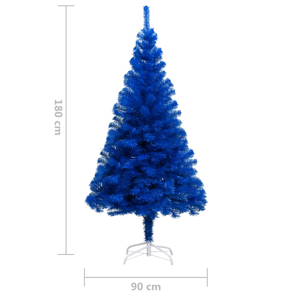 Albero di Natale Preilluminato con Palline Blu 180 cm PVC