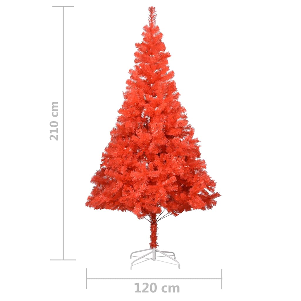 Albero di Natale Preilluminato con Palline Rosso 210 cm PVC
