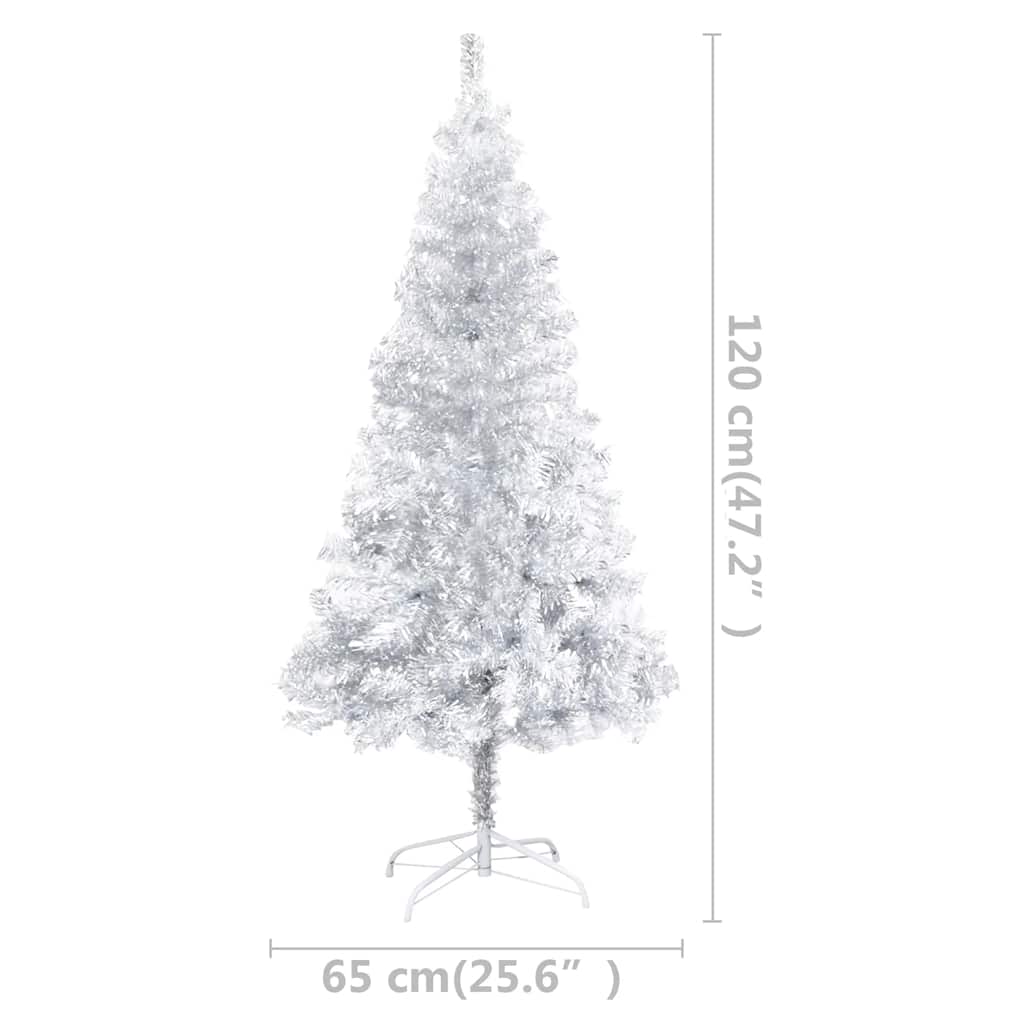 Albero di Natale Preilluminato con Palline Argento 120 cm PET