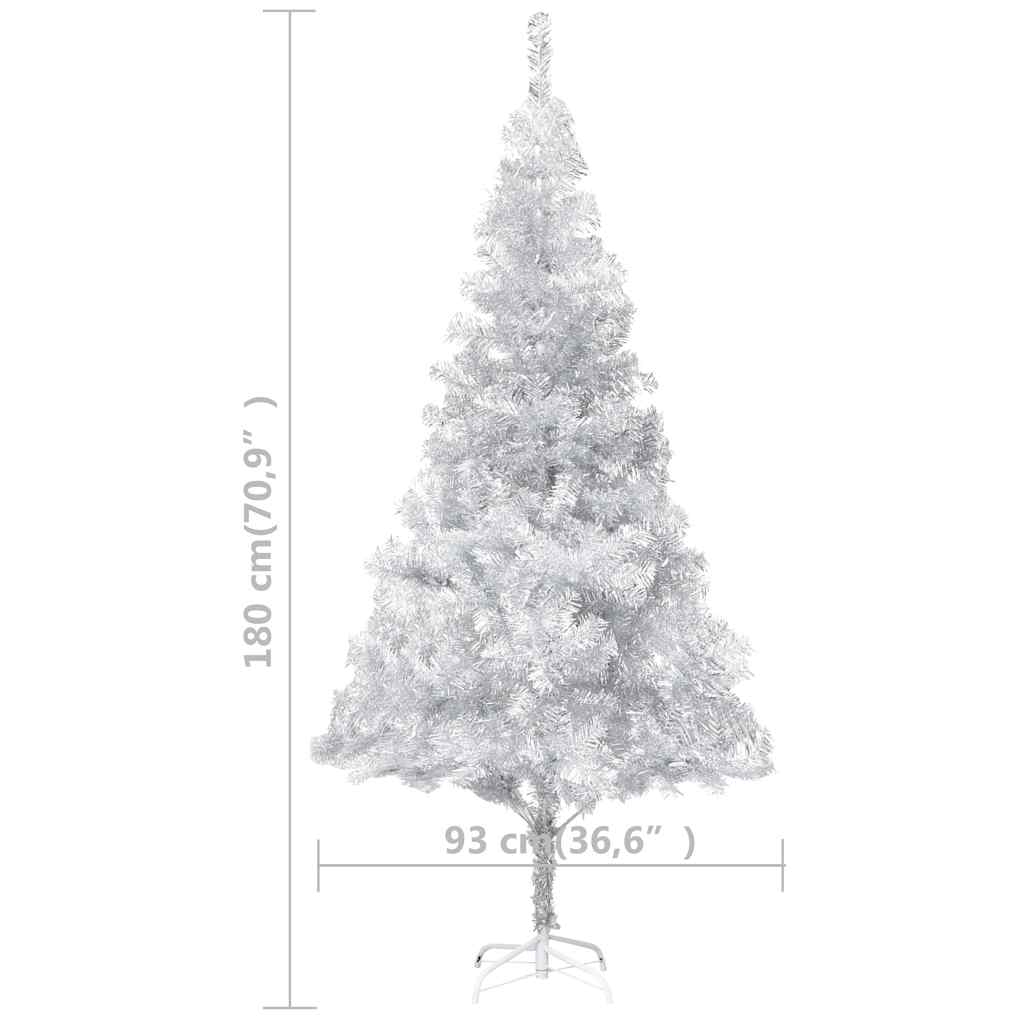Albero di Natale Preilluminato con Palline Argento 180 cm PET
