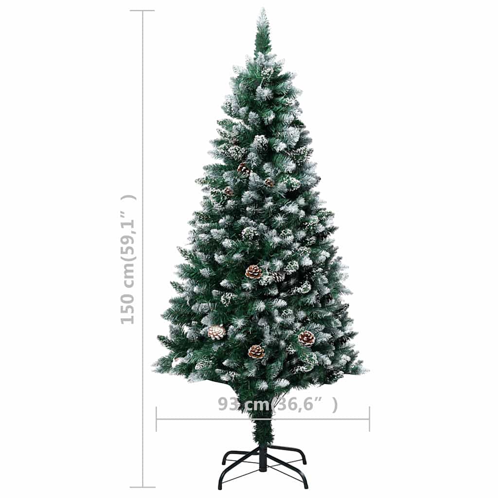 Albero di Natale Artificiale con LED e Set di Palline e Pigne 150 cm