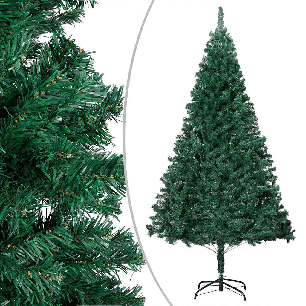 Albero di Natale Preilluminato con Palline Verde 150 cm PVC