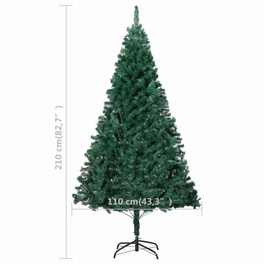 Albero di Natale Preilluminato con Palline Verde 210 cm PVC