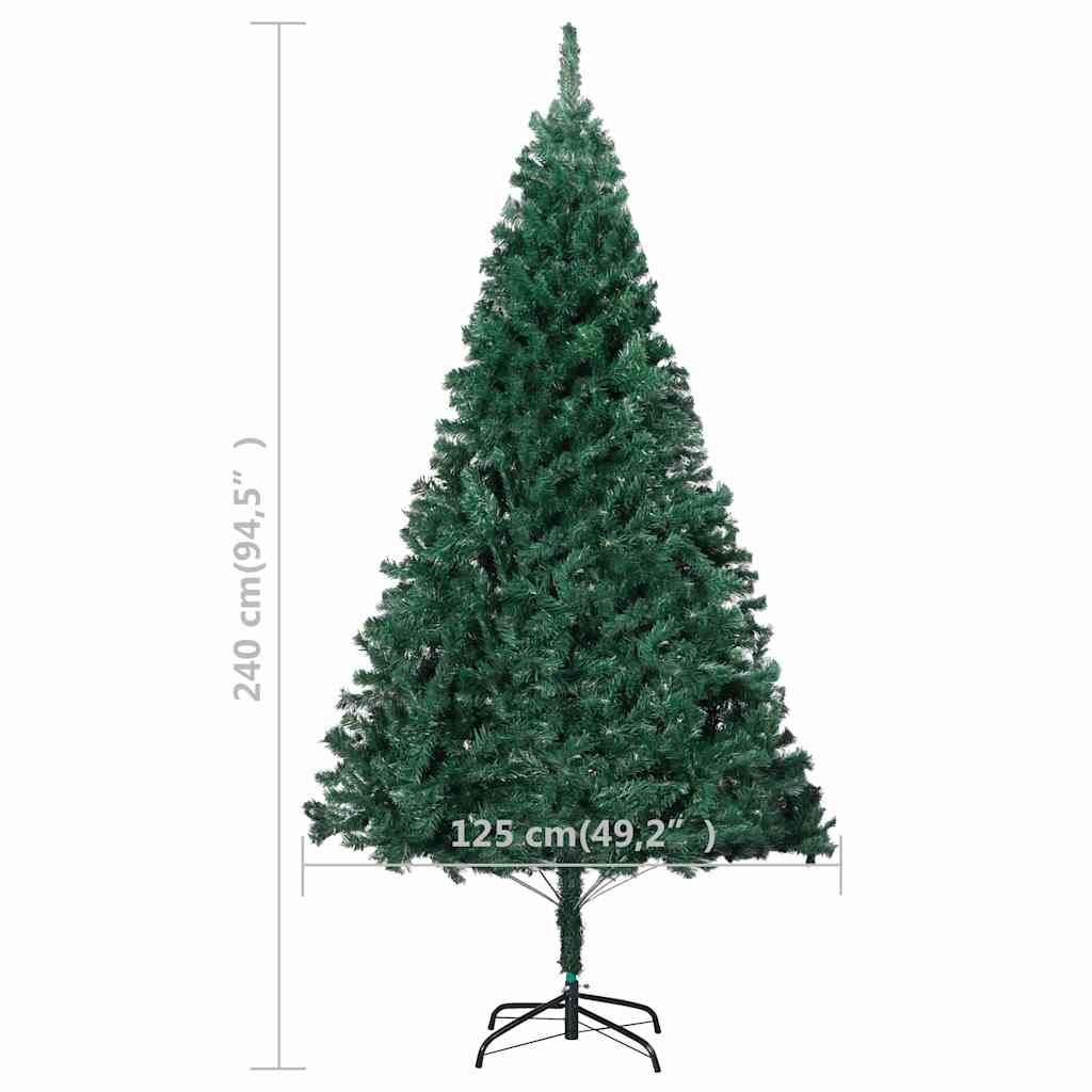 Albero di Natale Preilluminato con Palline Verde 240 cm PVC