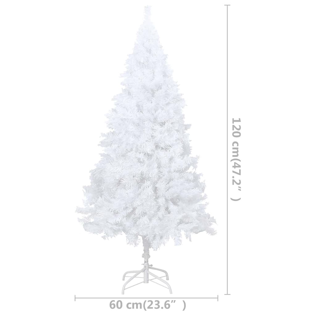 Albero di Natale Preilluminato con Palline Bianco 120 cm PVC