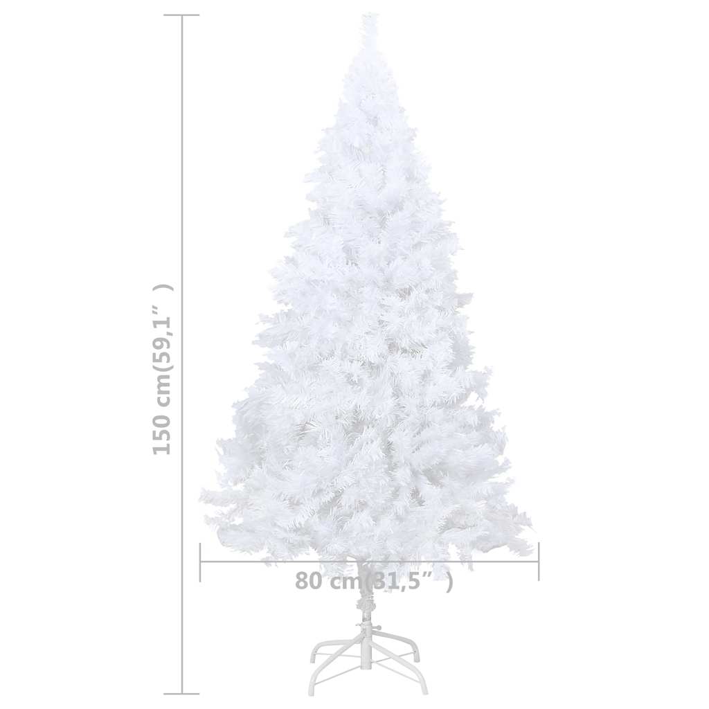 Albero di Natale Preilluminato con Palline Bianco 150 cm PVC