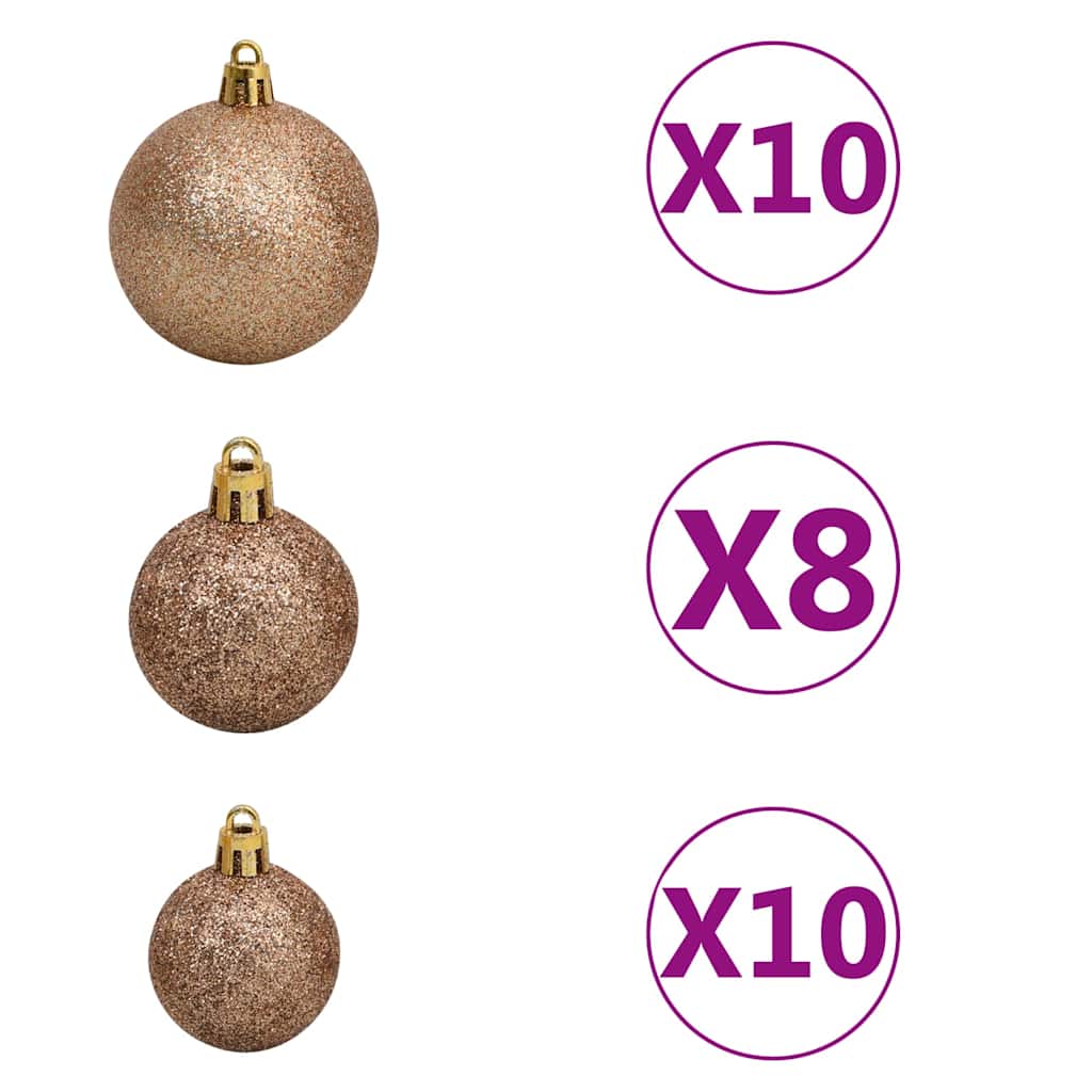 Albero di Natale Preilluminato con Palline Bianco 180 cm PVC