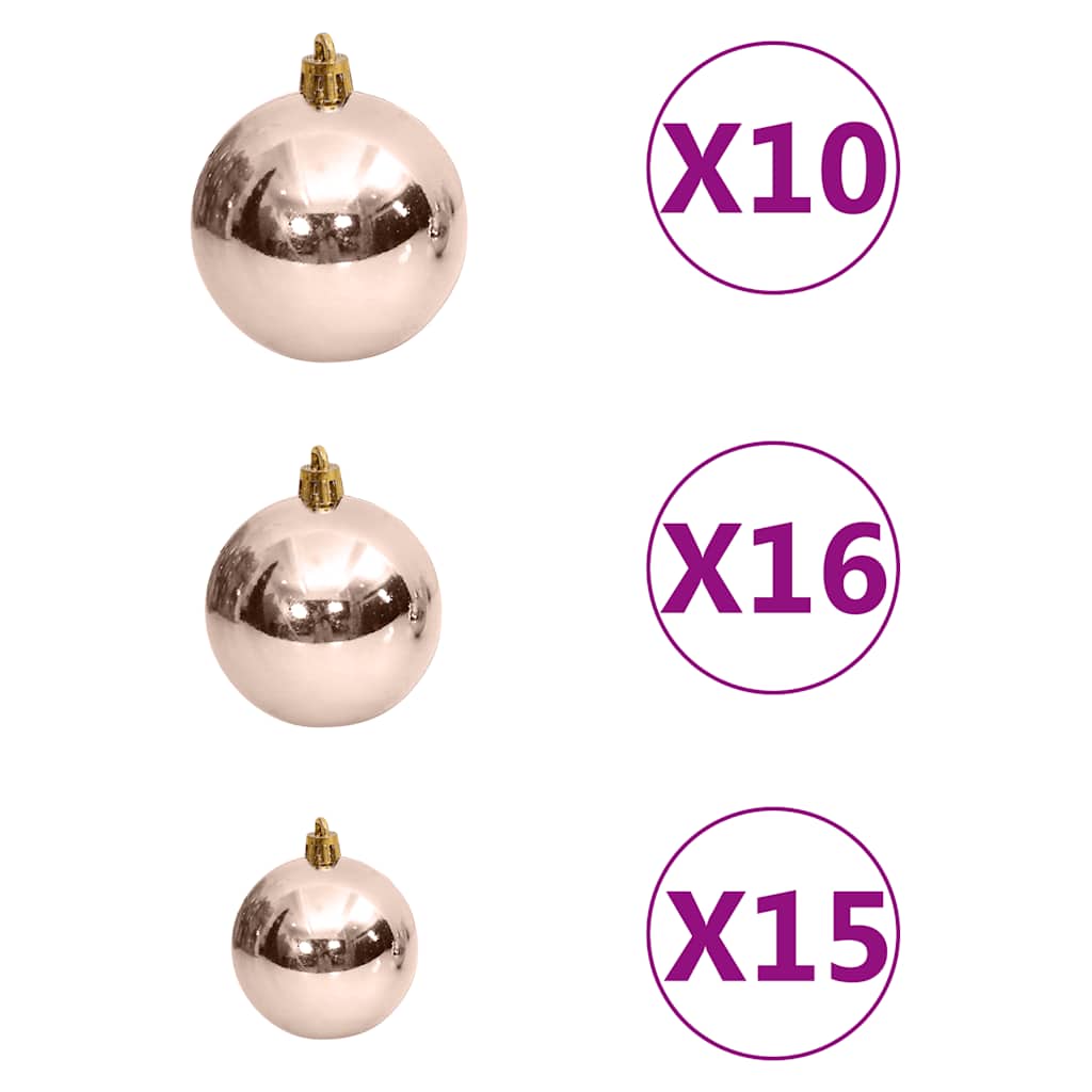 Albero di Natale Preilluminato con Palline Bianco 180 cm PVC