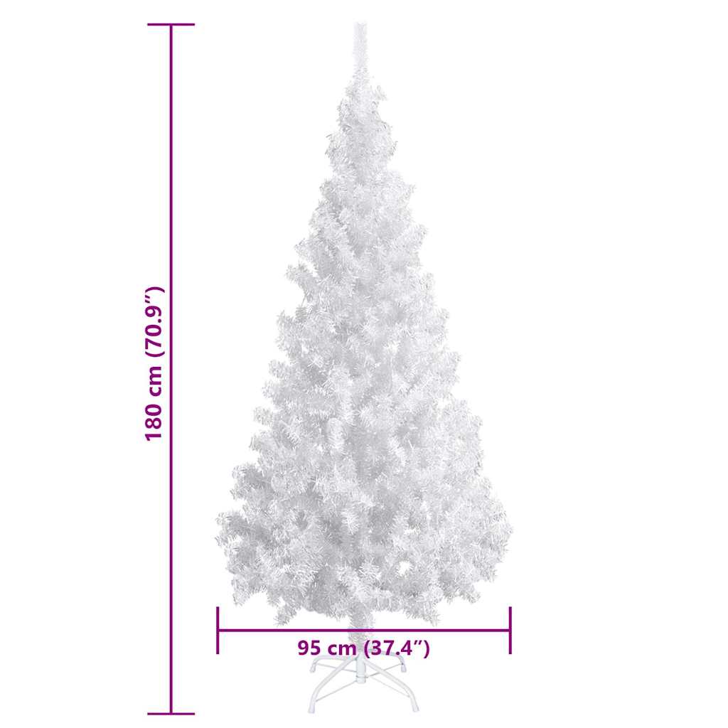 Albero di Natale Preilluminato con Palline Bianco 180 cm PVC