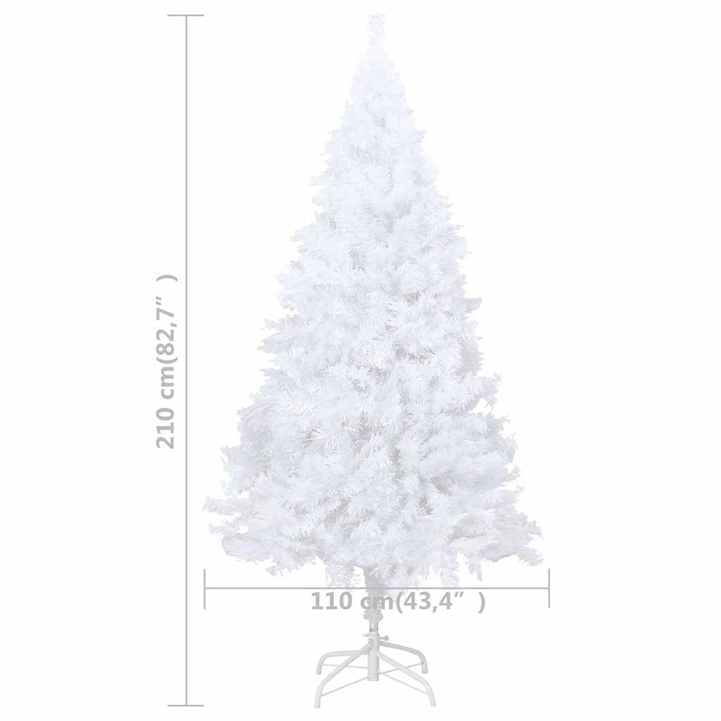 Albero di Natale Preilluminato con Palline Bianco 210 cm PVC