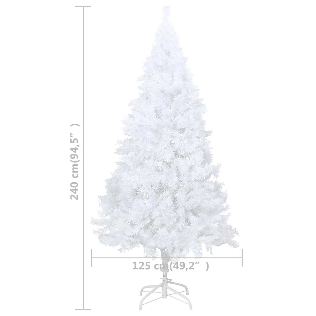Albero di Natale Preilluminato con Palline Bianco 240 cm PVC