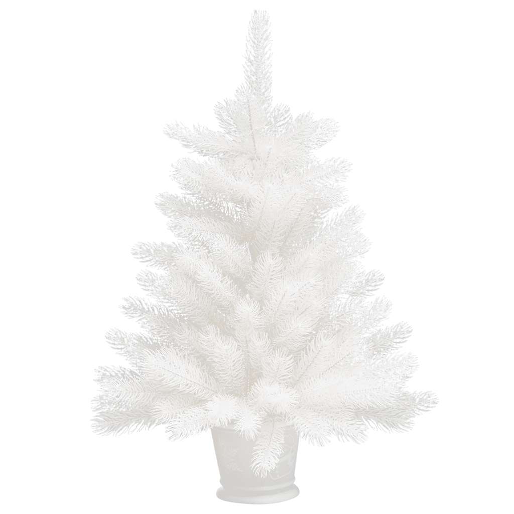 Albero di Natale Preilluminato con Palline Bianco 65 cm