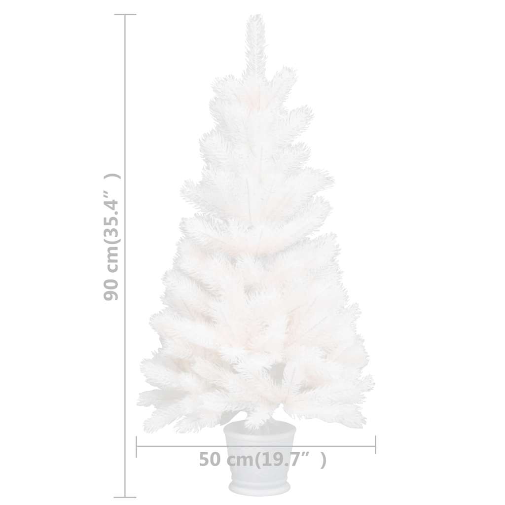 Albero di Natale Preilluminato con Palline Bianco 90 cm