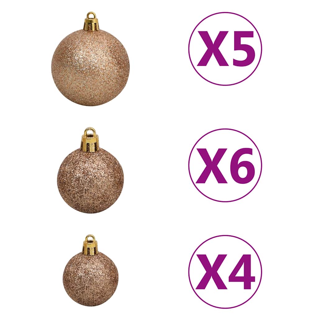 Albero di Natale Preilluminato con Palline Bianco 90 cm