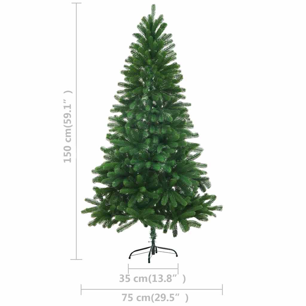 Albero di Natale Preilluminato con Palline Verde 150 cm