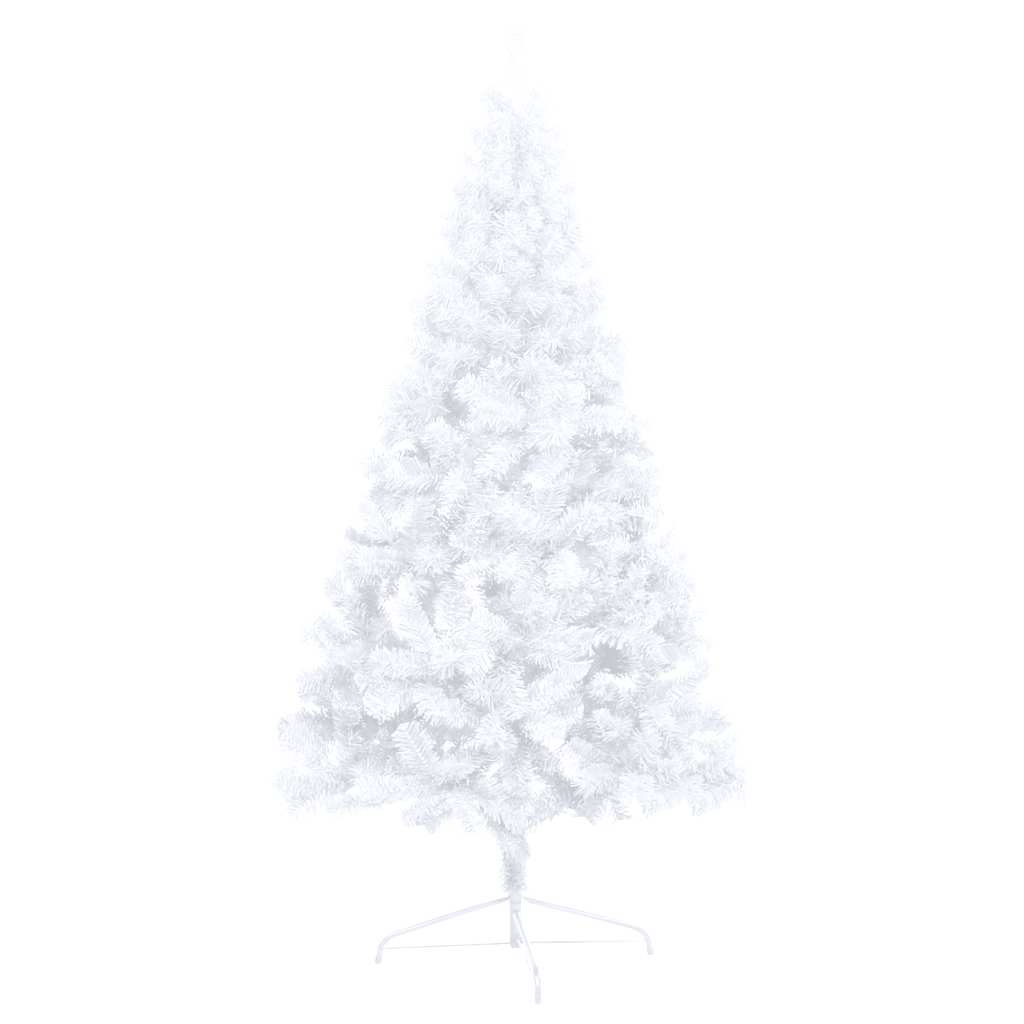 Albero di Natale a Metà Preilluminato con Palline Bianco 150 cm