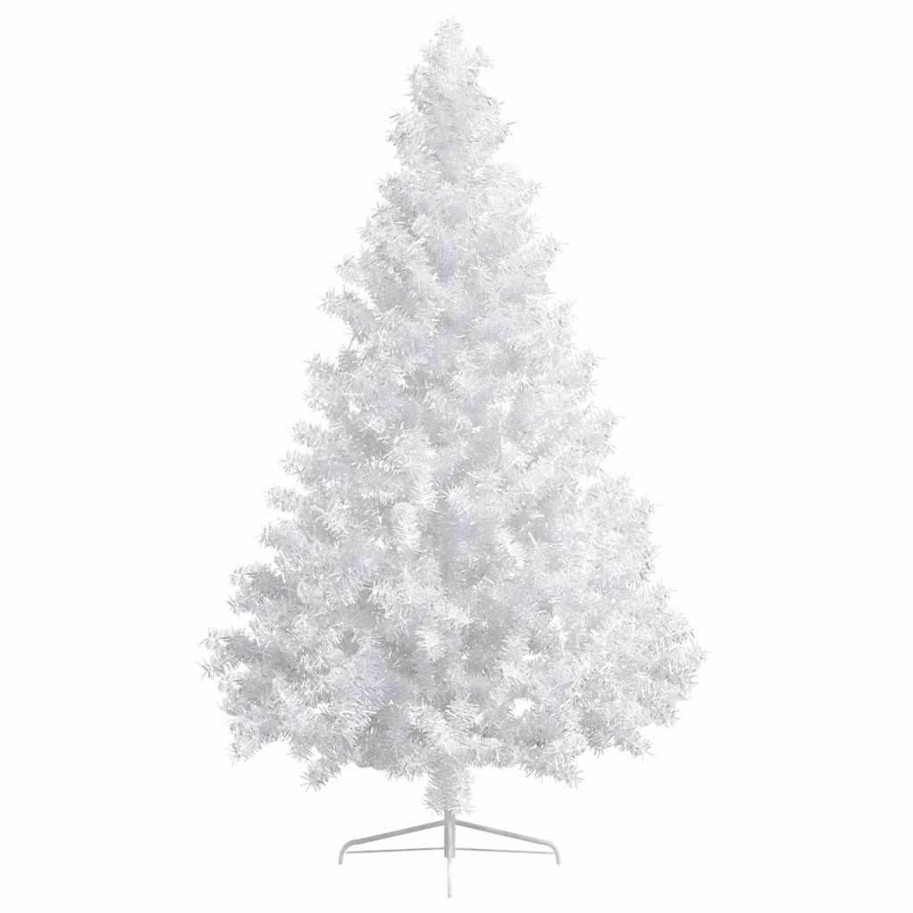 Albero di Natale a Metà Preilluminato con Palline Bianco 180 cm