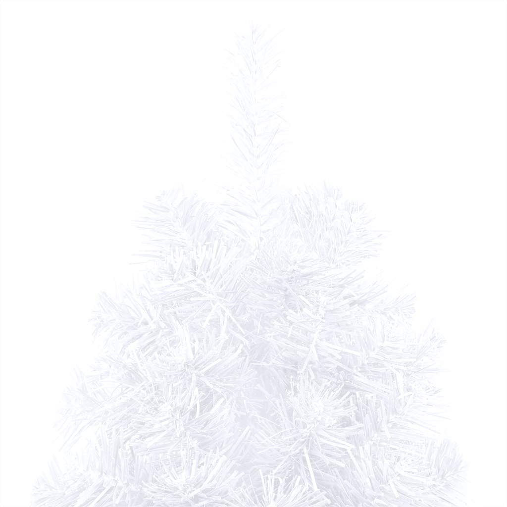 Albero di Natale a Metà Preilluminato con Palline Bianco 240 cm