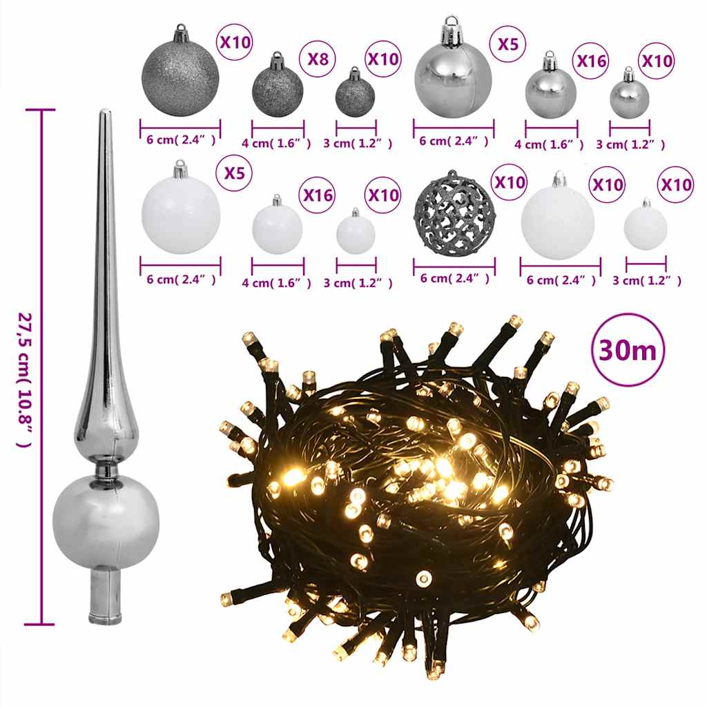 Albero di Natale Preilluminato con Palline 180 cm 620 Rami