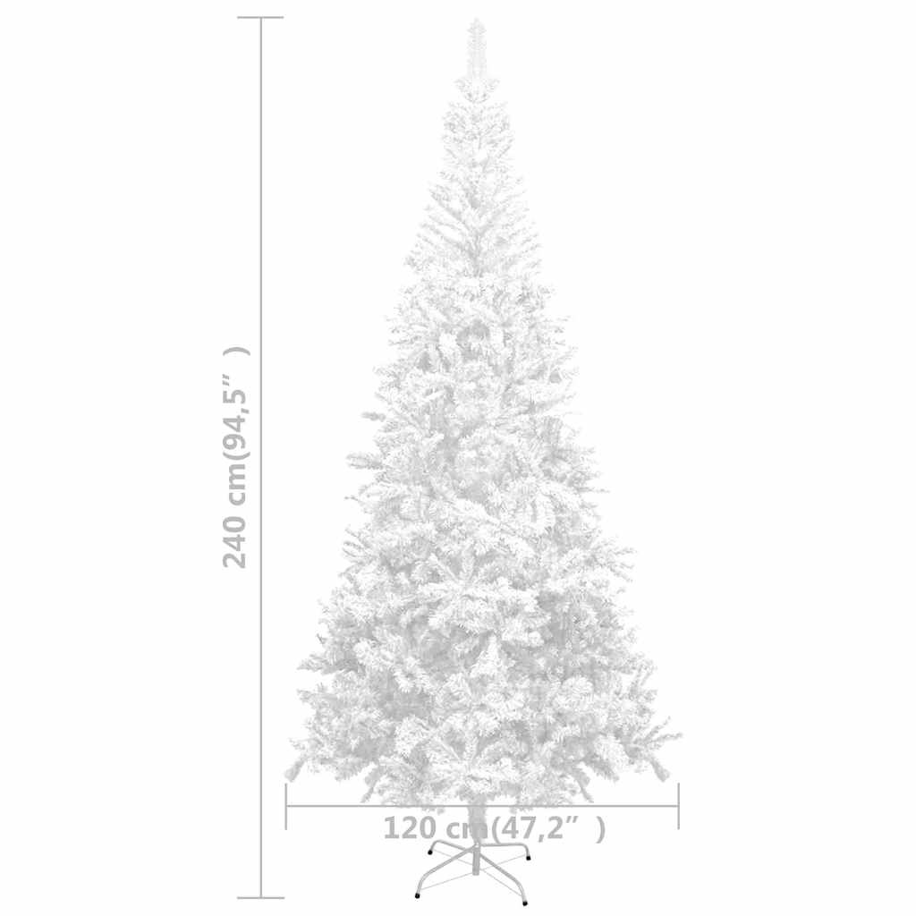 Albero di Natale Artificiale Preiluminato Palline 240 cm Bianco