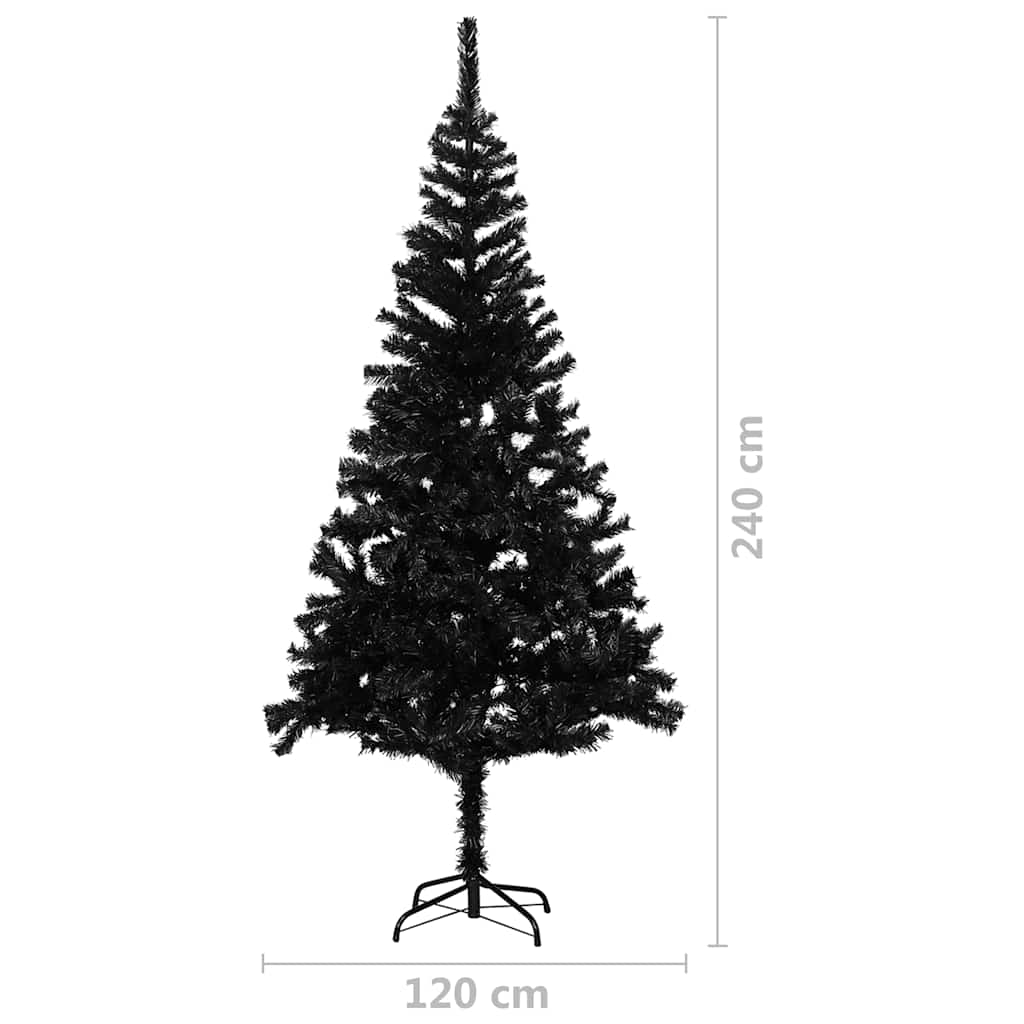 Albero di Natale Preilluminato con Palline Nero 240 cm PVC