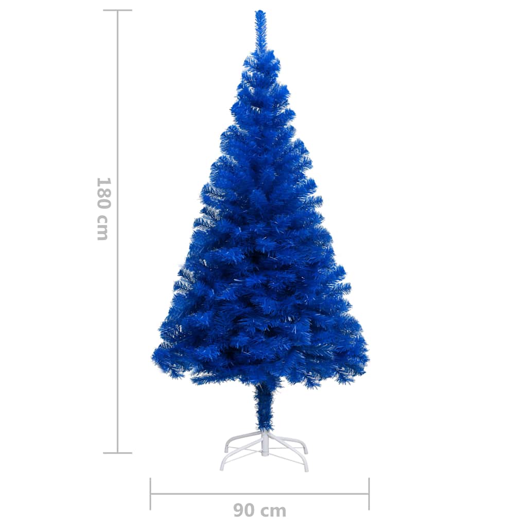 Albero di Natale Preilluminato con Palline Blu 180 cm PVC