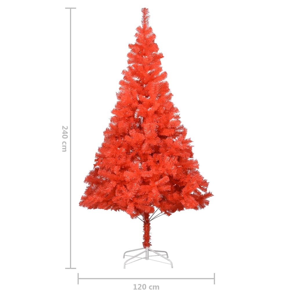 Albero di Natale Preilluminato con Palline Rosso 240 cm PVC