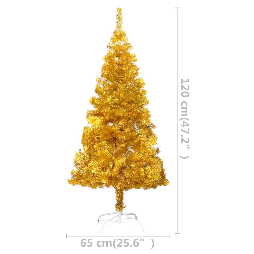 Albero di Natale Preilluminato con Palline Oro 120 cm PET