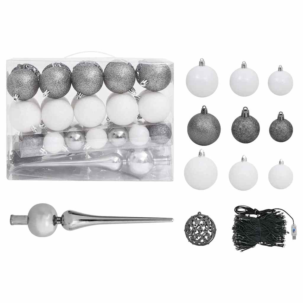 Albero di Natale Preilluminato con Palline Argento 120 cm PET