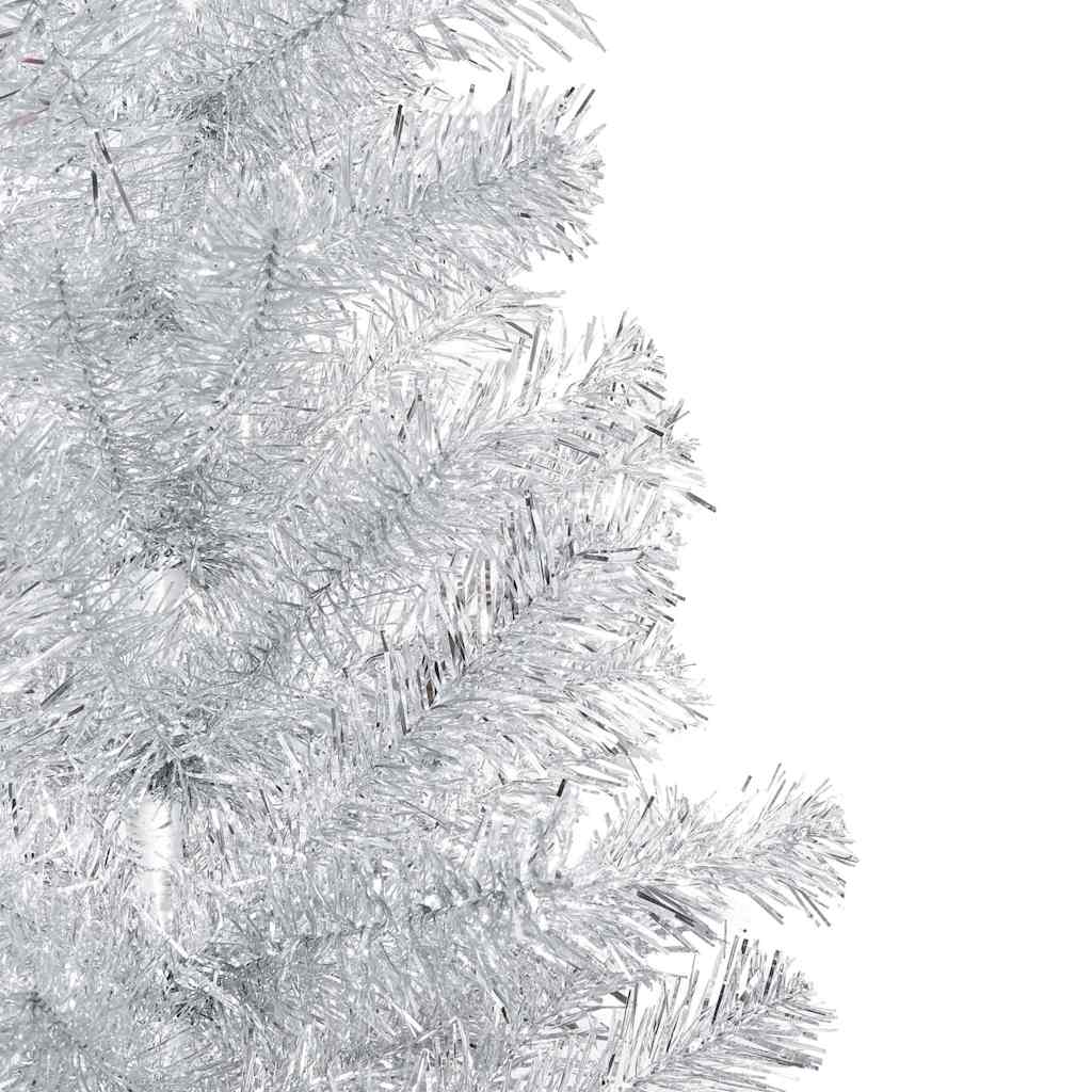Albero di Natale Preilluminato con Palline Argento 180 cm PET