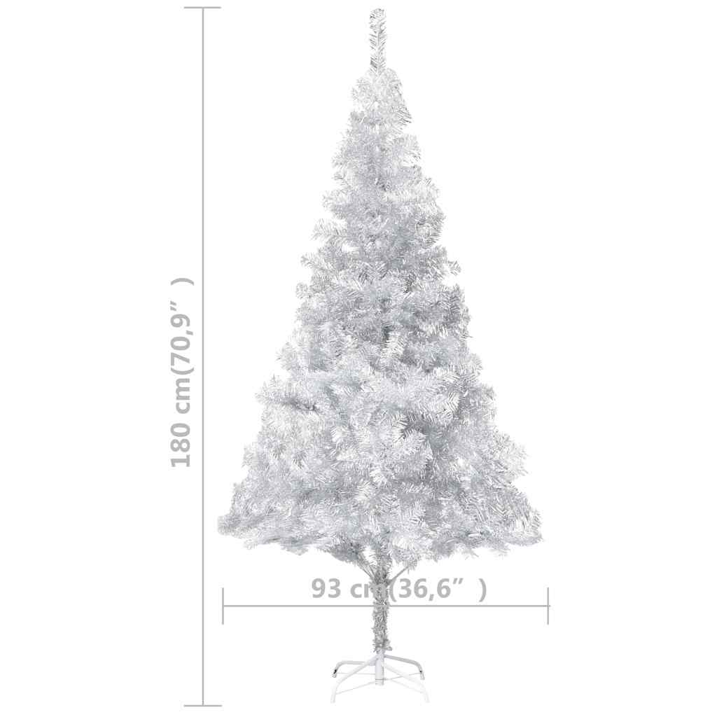 Albero di Natale Preilluminato con Palline Argento 180 cm PET