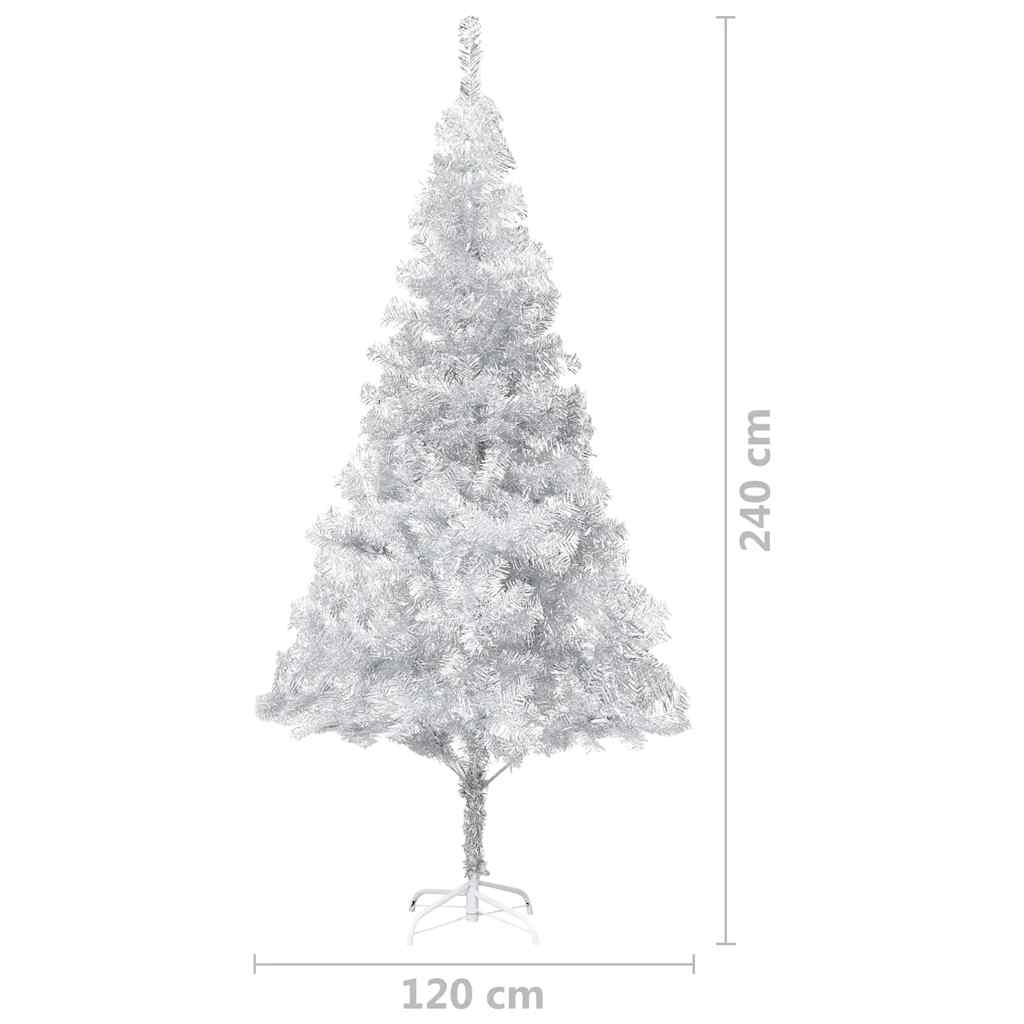 Albero di Natale Preilluminato con Palline Argento 240 cm PET