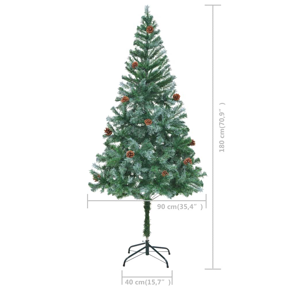 Albero di Natale Preilluminato con Palline e Pigne 180 cm