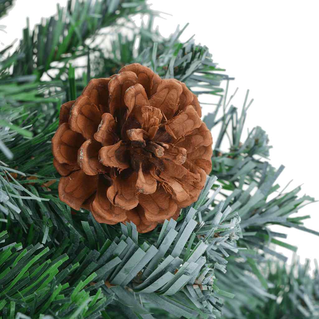 Albero di Natale Preilluminato con Palline e Pigne 210 cm