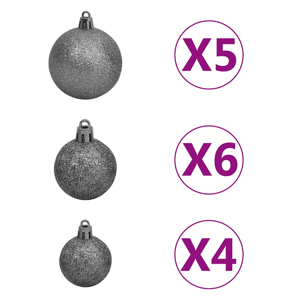 Albero di Natale Artificiale con LED e Set di Palline e Pigne 150 cm