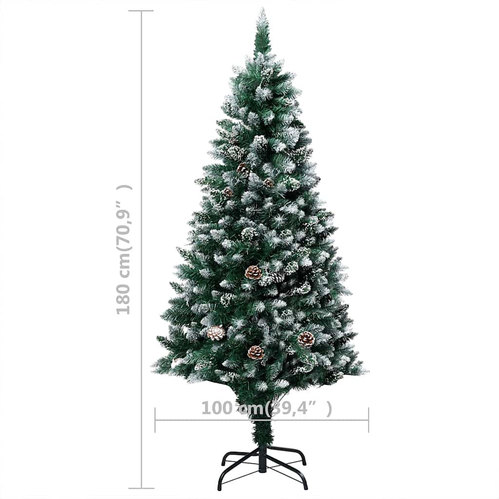 Albero di Natale Artificiale con LED e Set di Palline e Pigne 180 cm