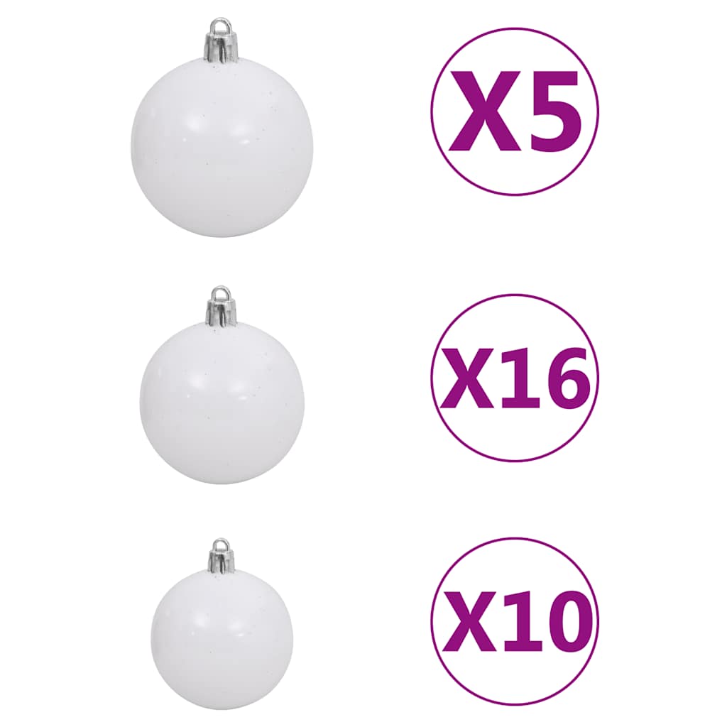Albero di Natale Artificiale con LED e Set di Palline e Pigne 210 cm
