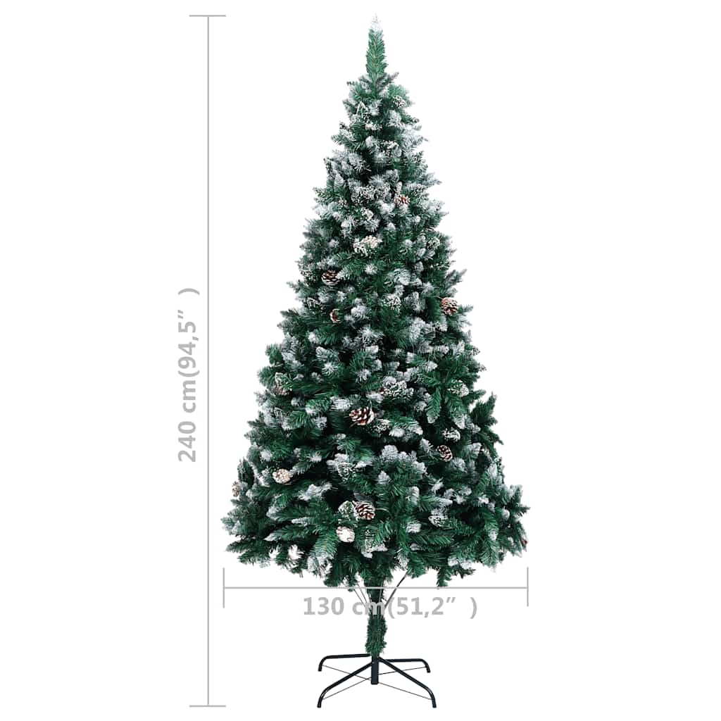 Albero di Natale Artificiale con LED e Set di Palline e Pigne 240 cm